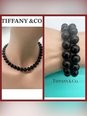 🔴Authentic Tiffany & Co. VINTAGE Sterling Silver Onyx Beads Necklace🔴